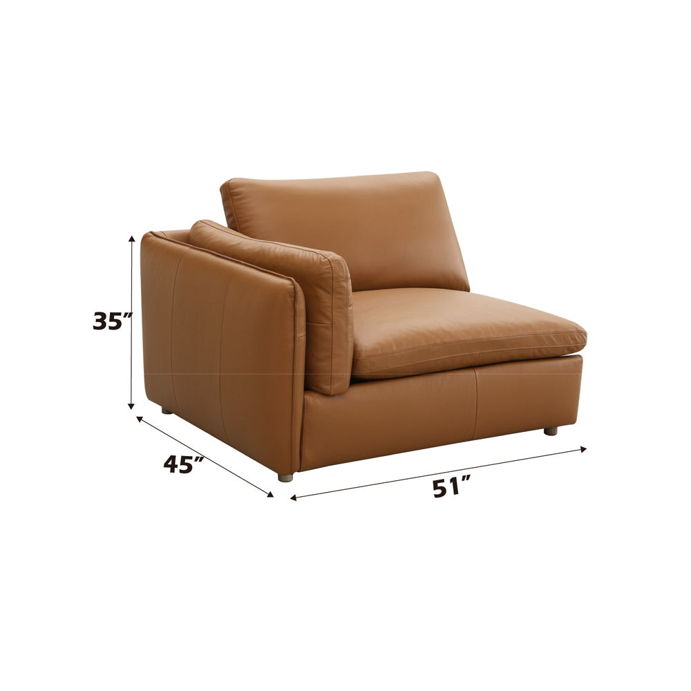 Brighton - Modular Left Facing Arm Chair - Brown Top Grain Leather