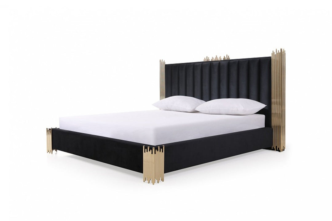 Eastern King Token Modern Black & Gold Bed