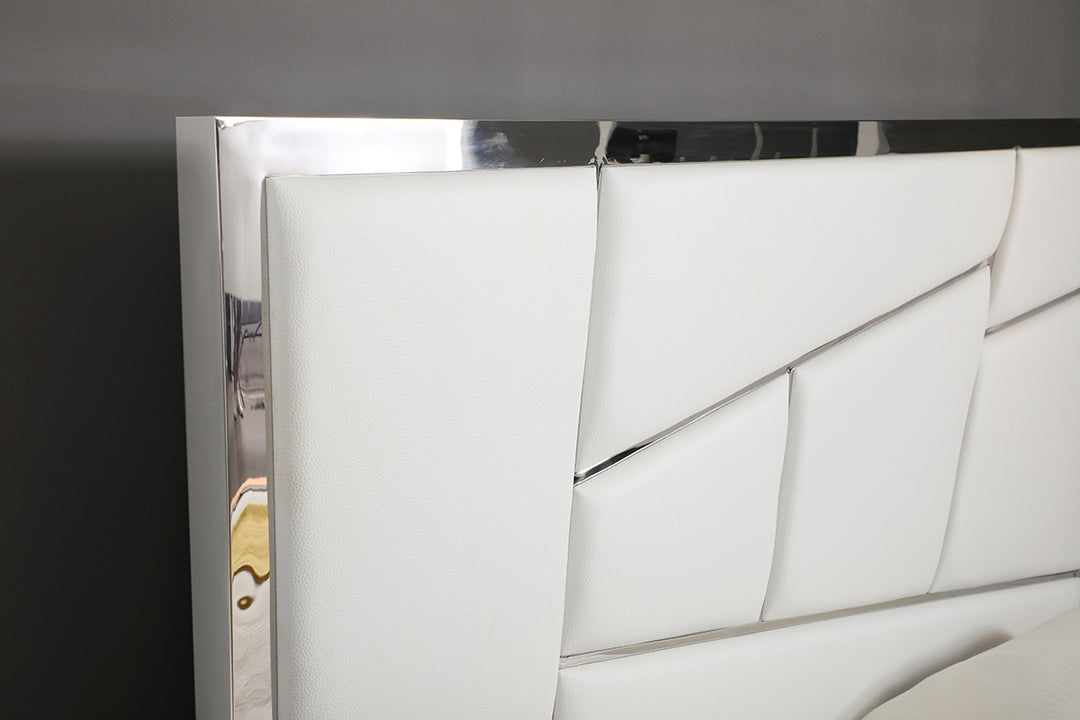 Chrysler Modern White Bonded Leather Bed