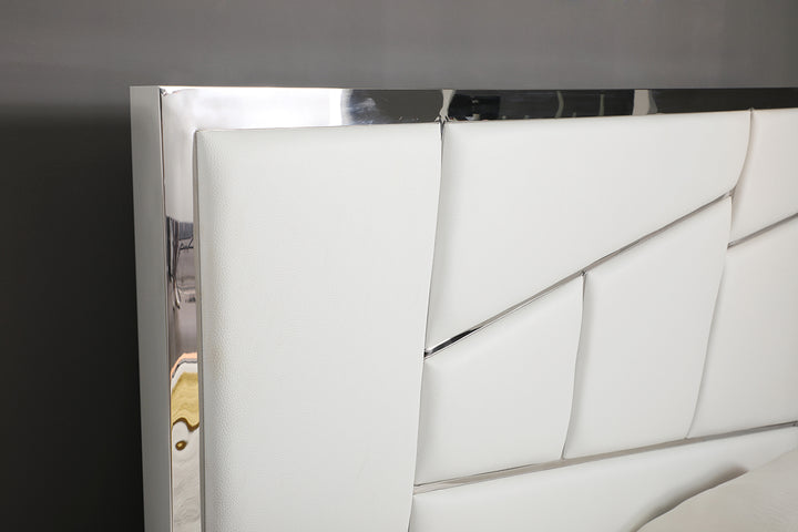 Chrysler Modern White Bonded Leather Bed