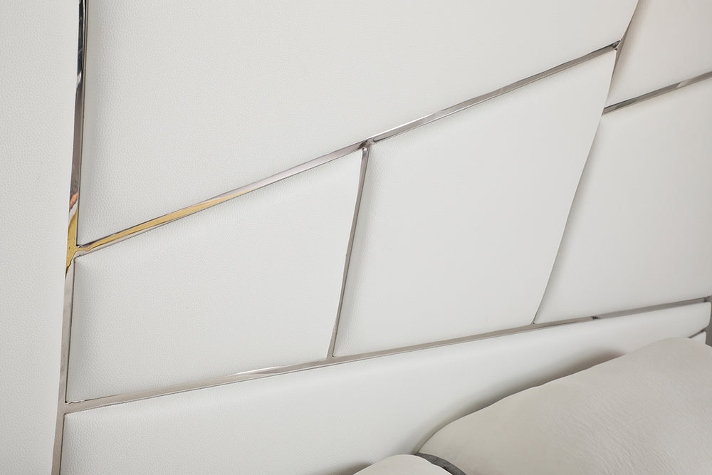 Chrysler Modern White Bonded Leather Bed - View 3