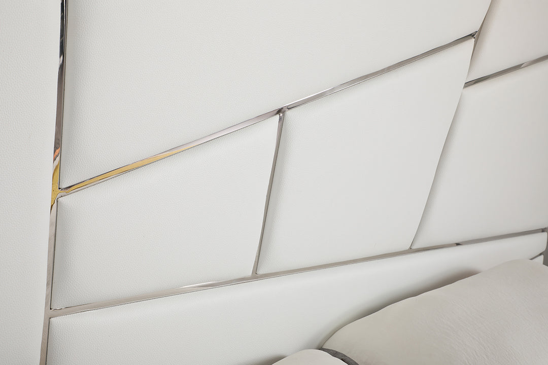 Chrysler Modern White Bonded Leather Bed