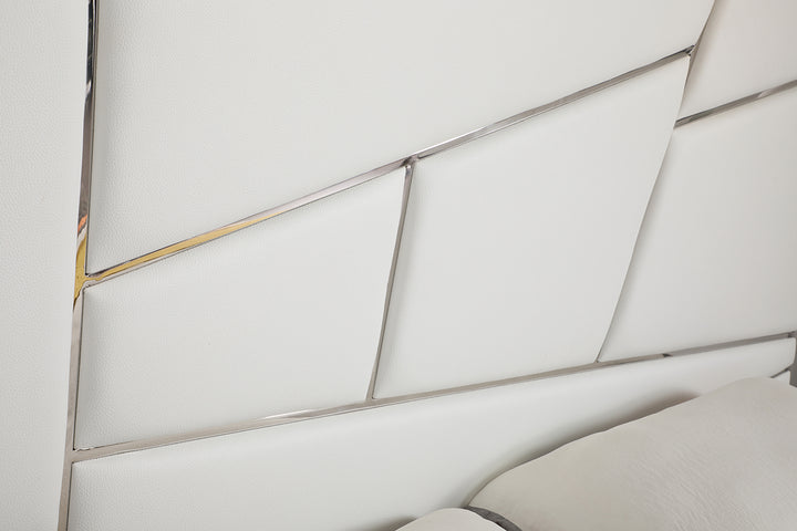 Chrysler Modern White Bonded Leather Bed - View 3