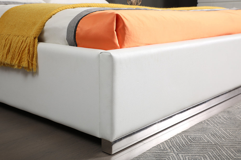 Chrysler Modern White Bonded Leather Bed - View 5