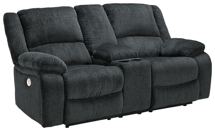 Draycoll - Dbl Rec Pwr Loveseat W/Console - Slate