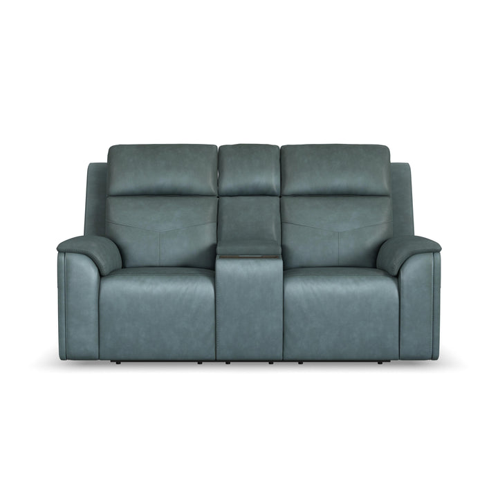 Vernon Fabric Power Reclining Loveseat with Console, Power Headrests, Lumbar, Heat &amp; Massage in Admiral