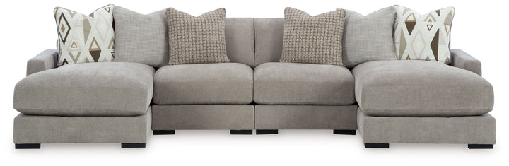 Aslan Court - 4-Piece Sofa Pit Sectional - Pebble by Ashley Furniture product image