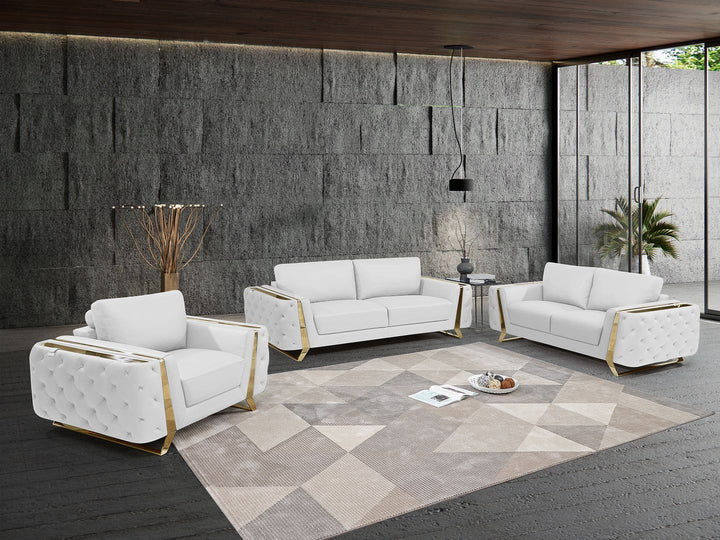 DivanItalia 1050 3-Piece Sofa Set in Top-Grain Italian Leather - White