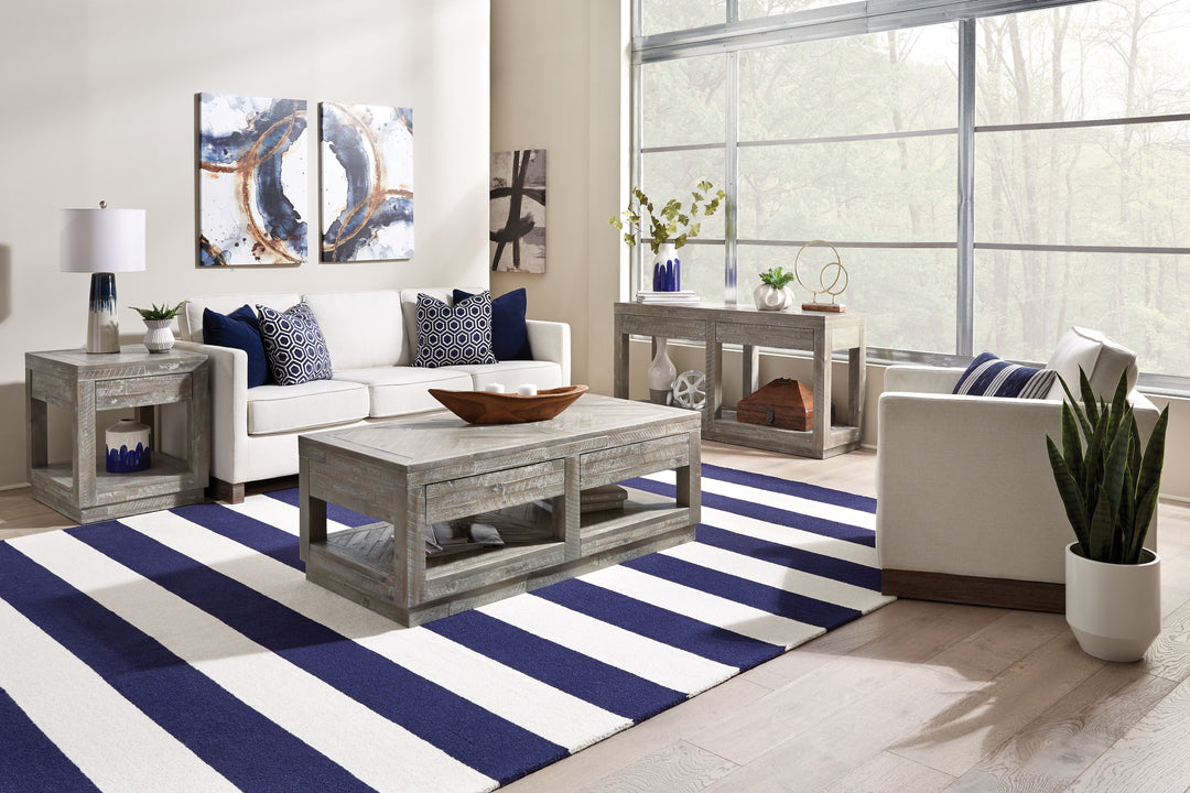 Modus Furniture 5Qs323 Herringbone Solid Wood Two Drawer Console In Rustic Latte