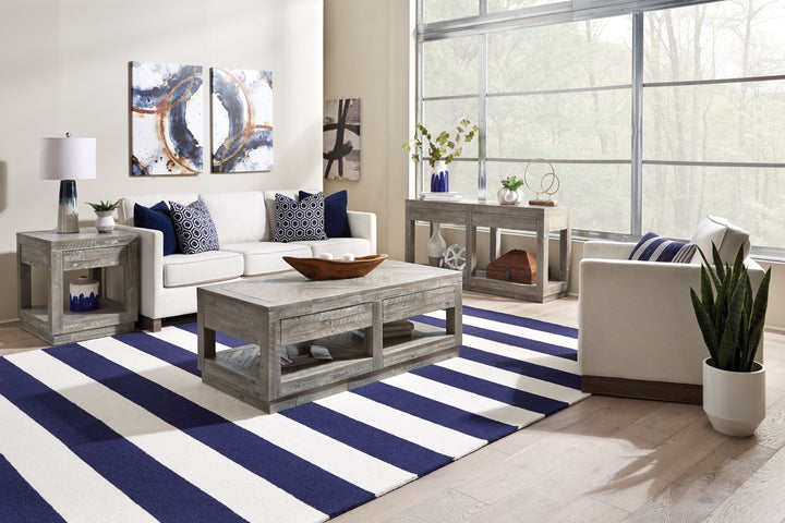 Modus Furniture 5Qs323 Herringbone Solid Wood Two Drawer Console In Rustic Latte