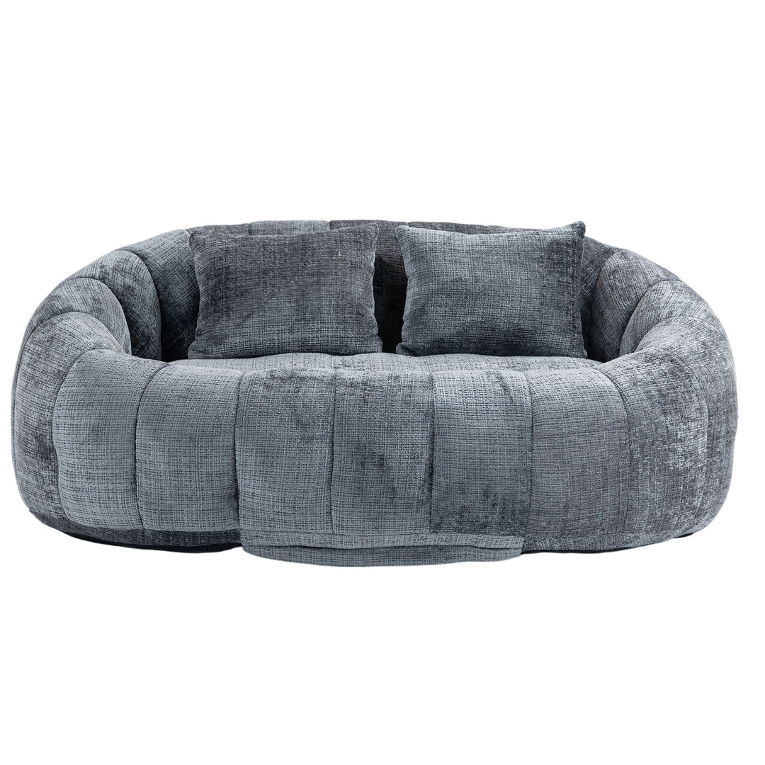 Contemporary Bean Bag Sofa Lazy Sofa Durable Comfort Lounger in Gray Chenille
