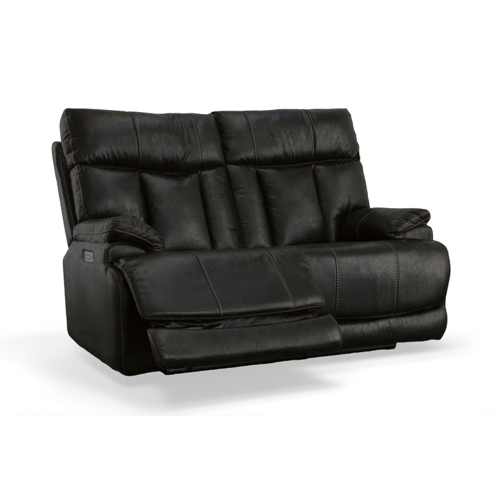 Clive Fabric Power Reclining Loveseat with Power Headrests &amp; Lumbar in Peppercorn