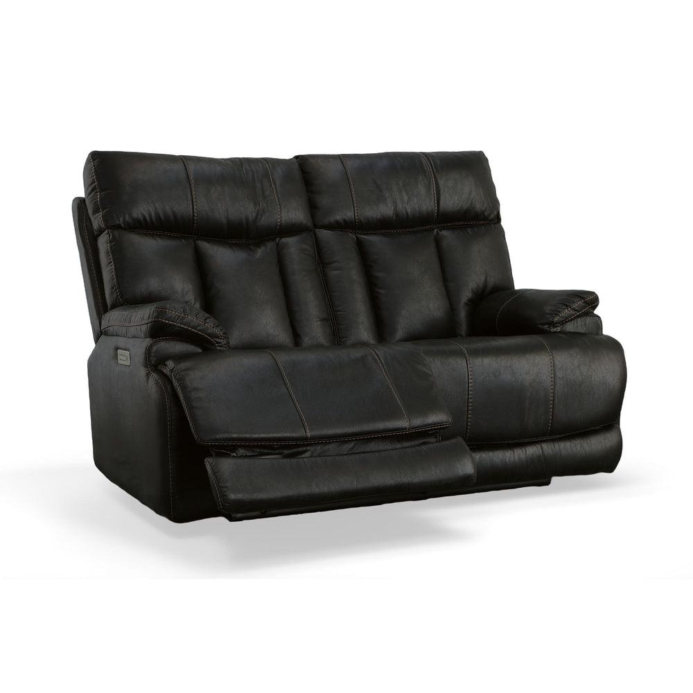 Clive Fabric Power Reclining Loveseat with Power Headrests & Lumbar in Peppercorn