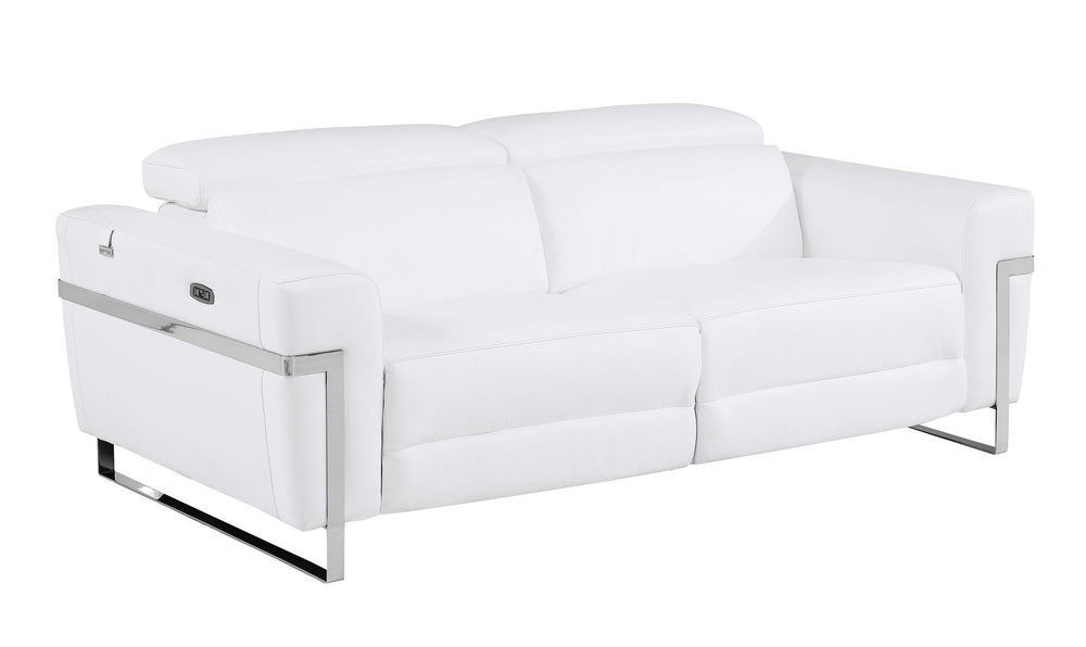 DivanItalia 990 Power Reclining Sofa with Power Headrest in Top-Grain Italian Leather - White