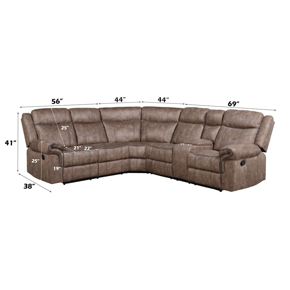 Dollum - Motion Sectional Sofa - Two Tone Chocolate Velvet