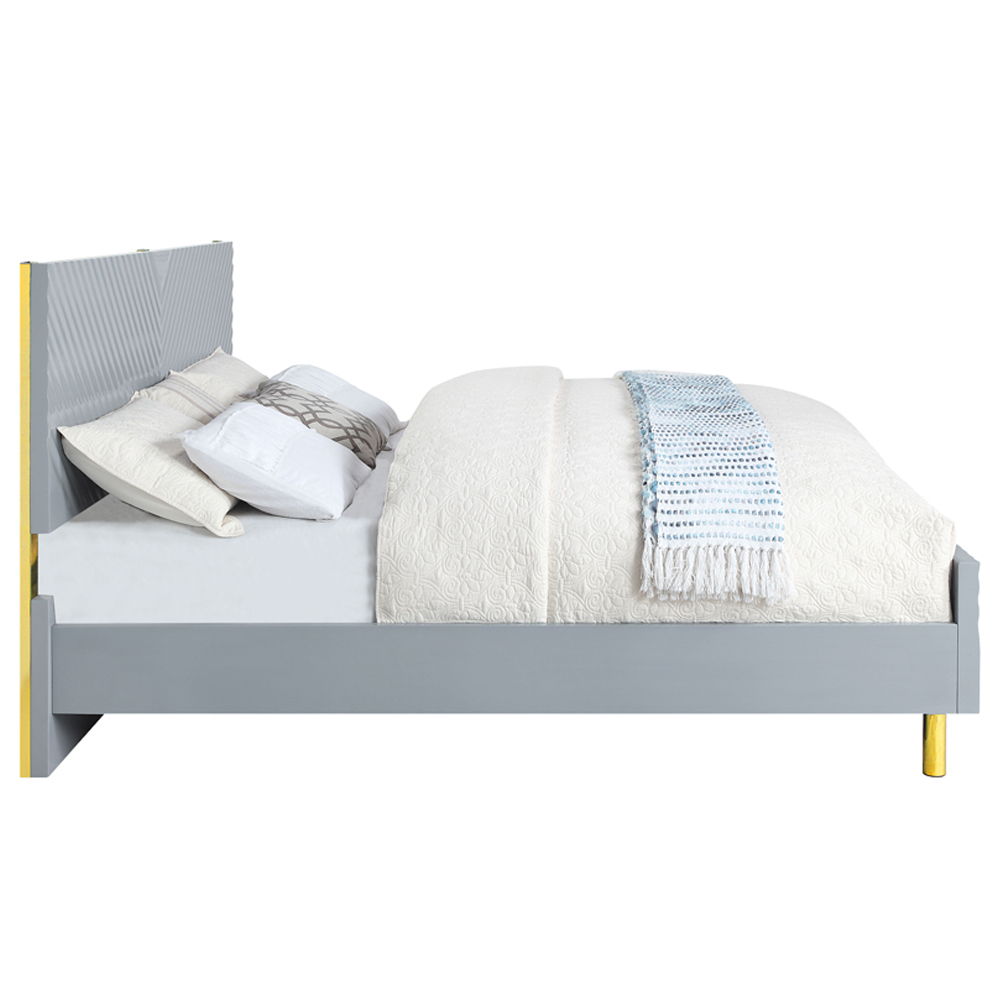 Gaines - Eastern King Bed - Gray High Gloss