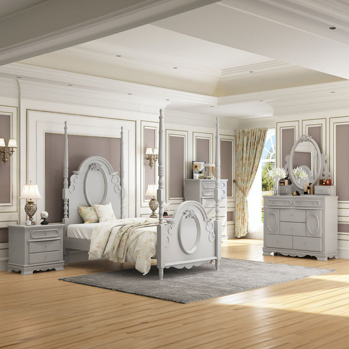 Flora - Twin Bed With Poster - Gray