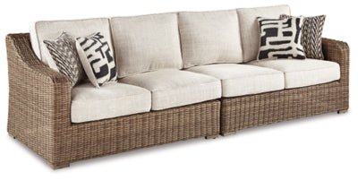 Beachcroft 2-Piece Outdoor Loveseat with Cushion - Beige | Ashley Furniture
