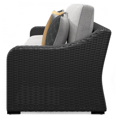 Beachcroft 2 - Piece Outdoor Loveseat with Cushion - Black Loveseat modern furniture Contempo Furniture