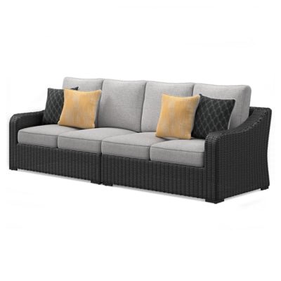 Beachcroft 2 - Piece Outdoor Loveseat with Cushion - Black Loveseat modern furniture Contempo Furniture