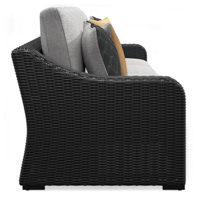 Beachcroft 2 - Piece Outdoor Loveseat with Cushion - Black Loveseat modern furniture Contempo Furniture