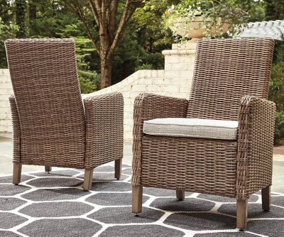 Beachcroft Outdoor Arm Chair with Cushion (Set of 2) - Beige Chair Set modern furniture Contempo Furniture