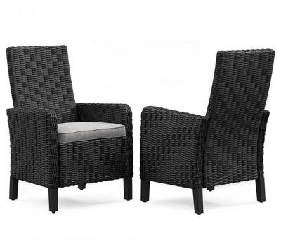 Beachcroft Outdoor Arm Chair with Cushion (Set of 2) - Black Chair Set modern furniture Contempo Furniture