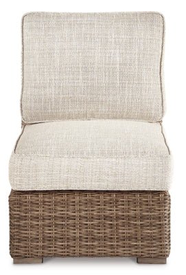 Beachcroft Outdoor Armless Chair with Cushion - Beige Armless Chair modern furniture Contempo Furniture