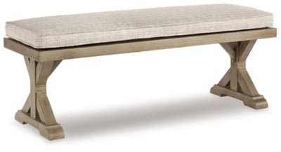 Beachcroft Outdoor Bench with Cushion - Beige | Ashley Furniture