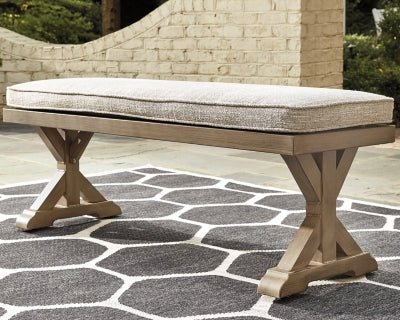 Beachcroft Outdoor Bench with Cushion - Beige Bench modern furniture Contempo Furniture