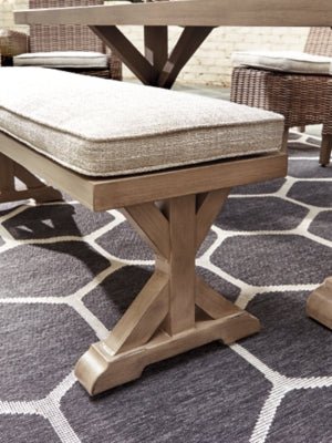 Beachcroft Outdoor Bench with Cushion - Beige Bench modern furniture Contempo Furniture