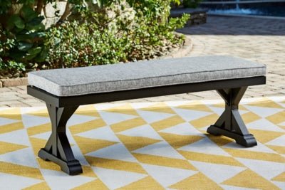 Beachcroft Outdoor Bench with Cushion - Black Bench modern furniture Contempo Furniture