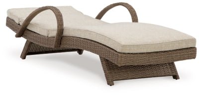 Beachcroft Outdoor Chaise Lounge with Cushion - Beige Chaise modern furniture Contempo Furniture