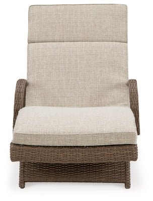 Beachcroft Outdoor Chaise Lounge with Cushion - Beige Chaise modern furniture Contempo Furniture