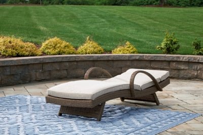 Beachcroft Outdoor Chaise Lounge with Cushion - Beige Chaise modern furniture Contempo Furniture