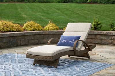 Beachcroft Outdoor Chaise Lounge with Cushion - Beige Chaise modern furniture Contempo Furniture