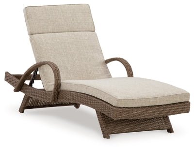Beachcroft Outdoor Chaise Lounge with Cushion - Beige | Ashley Furniture
