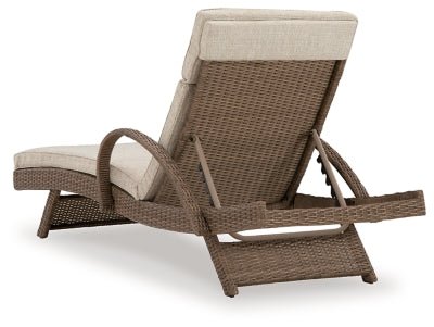 Beachcroft Outdoor Chaise Lounge with Cushion - Beige Chaise modern furniture Contempo Furniture