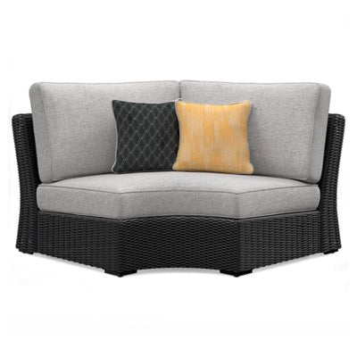 Beachcroft Outdoor Curved Corner Chair with Cushion - Black Corners modern furniture Contempo Furniture