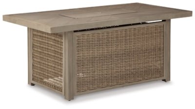 Beachcroft Outdoor Fire Pit Table - Beige | Ashley Furniture
