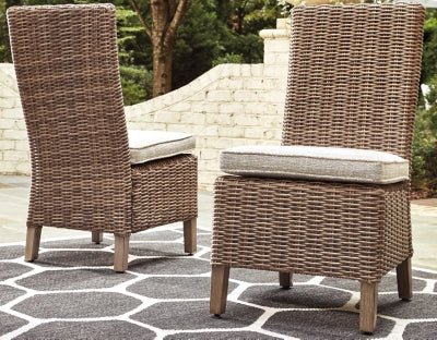 Beachcroft Outdoor Side Chair with Cushion (Set of 2) - Beige Chair Set modern furniture Contempo Furniture