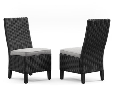 Beachcroft Outdoor Side Chair with Cushion (Set of 2) - Black Chair Set modern furniture Contempo Furniture