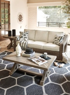 Beachcroft Outdoor Sofa with Cushion - Beige Outdoor Seating modern furniture Contempo Furniture
