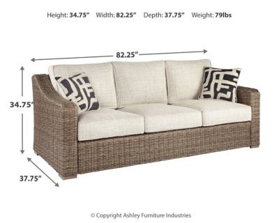 Beachcroft Outdoor Sofa with Cushion - Beige Outdoor Seating modern furniture Contempo Furniture