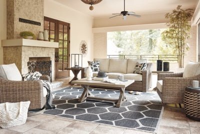Beachcroft Outdoor Sofa with Cushion - Beige Outdoor Seating modern furniture Contempo Furniture