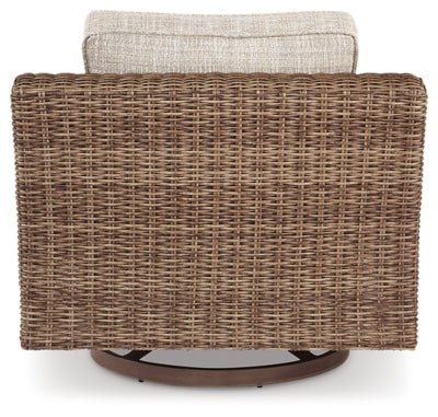 Beachcroft Outdoor Swivel Lounge with Cushion - Beige Swivel Chair modern furniture Contempo Furniture