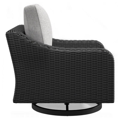 Beachcroft Outdoor Swivel Lounge with Cushion - Black Swivel Chair modern furniture Contempo Furniture
