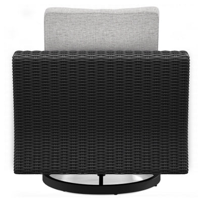 Beachcroft Outdoor Swivel Lounge with Cushion - Black Swivel Chair modern furniture Contempo Furniture