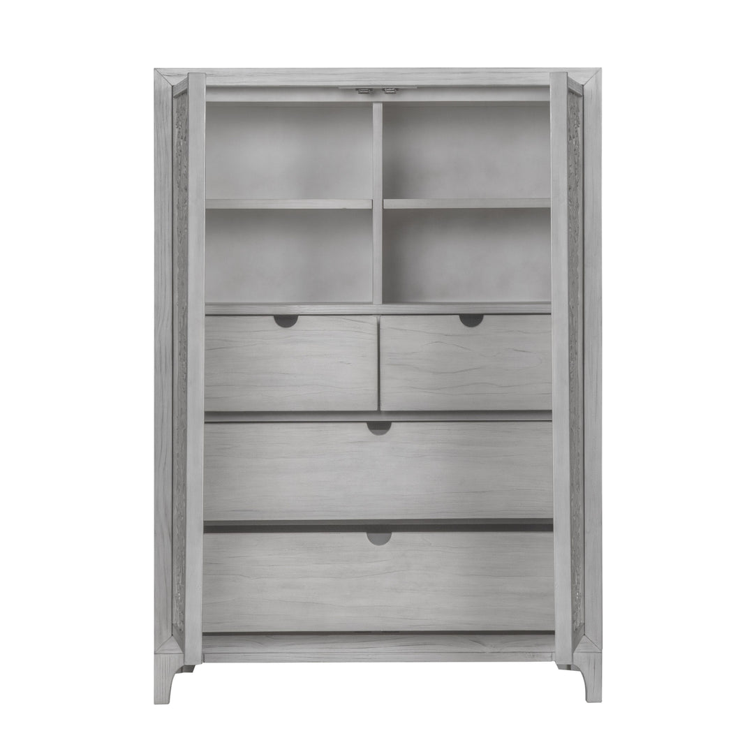 Modus Furniture 1Jq986A Boho Chic Wardrobe Chest In Washed White 2024
