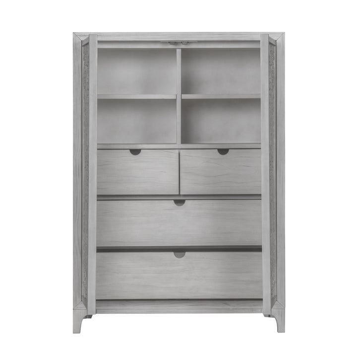 Modus Furniture 1Jq986A Boho Chic Wardrobe Chest In Washed White 2024